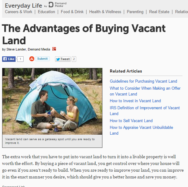The Advantages of Buying Vacant Land